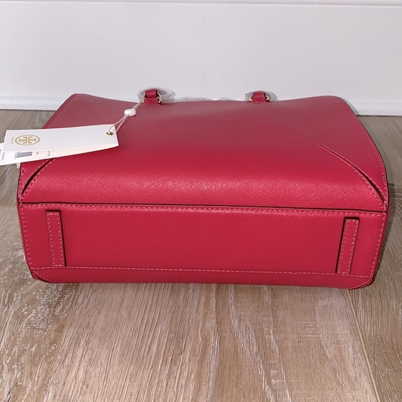 NWT Tory Burch Robinson Small Zip Tote Dark Peony - Picture 6 of 12